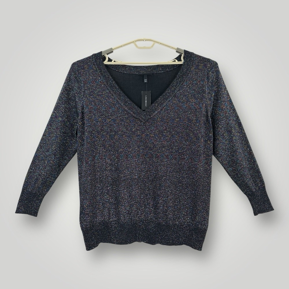 NEW LANE BRYANT Sparkle Sweater Womans 26/28 Multicolor Metallic Long Sleeve $59